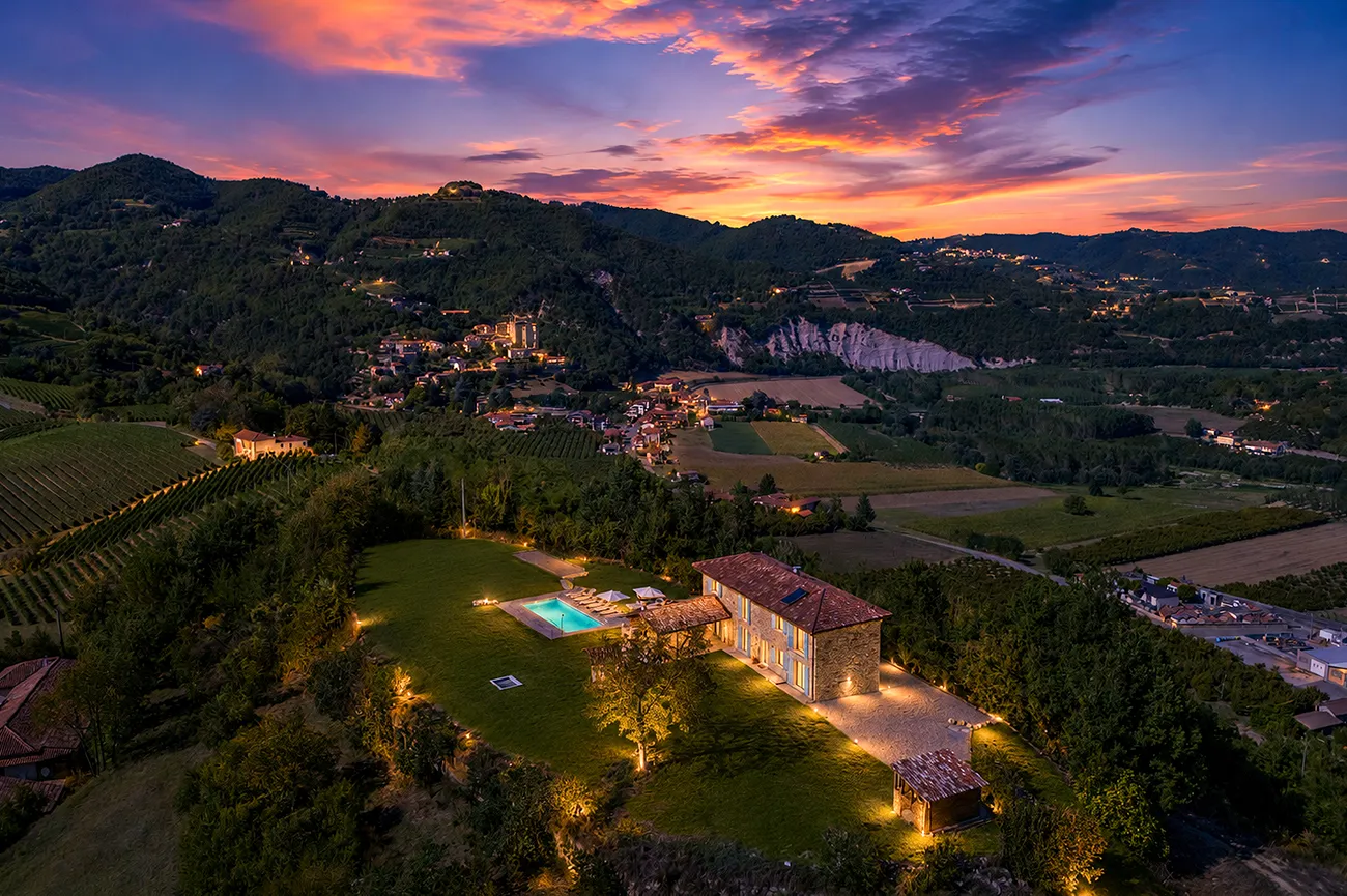 Fotografia aerea con drone di villa in Toscana