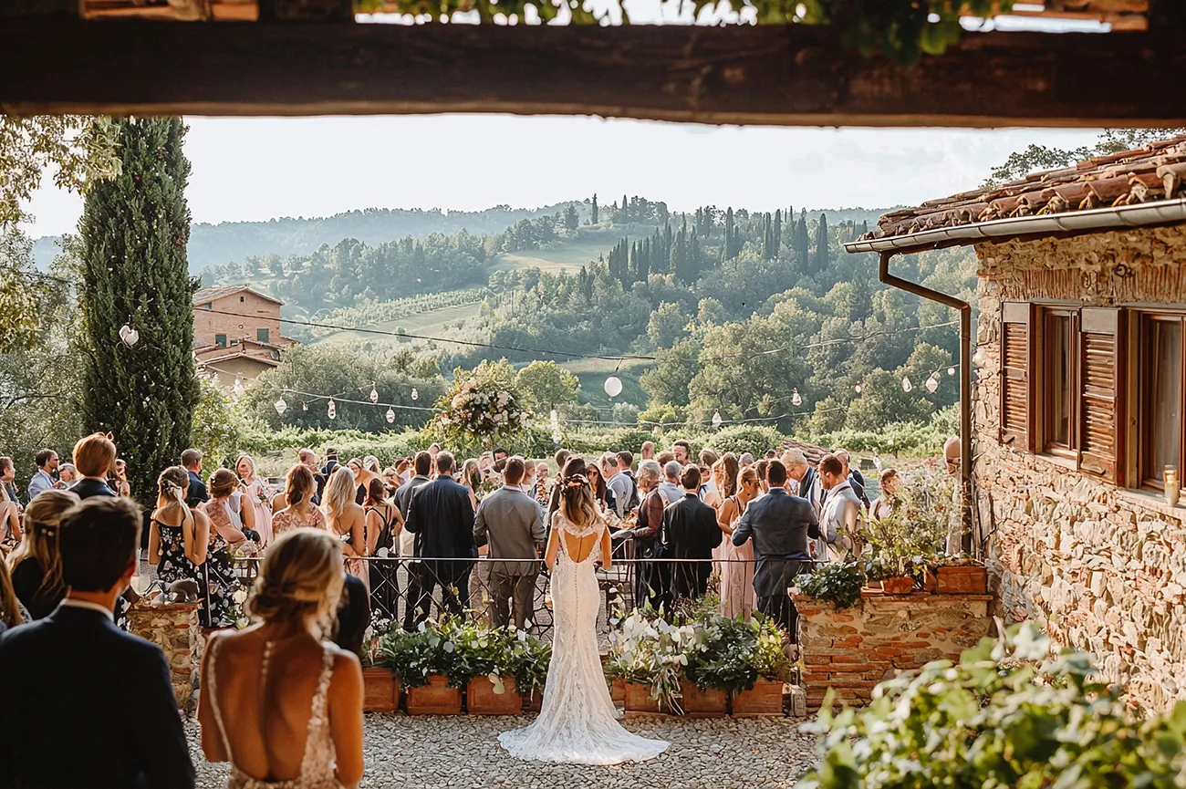 Drone sopra una location per matrimonio in Toscana