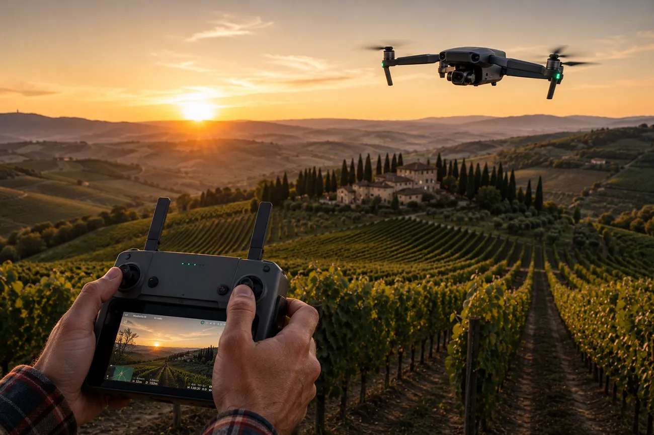 Video immobiliare con drone per resort e proprietà di lusso in Toscana