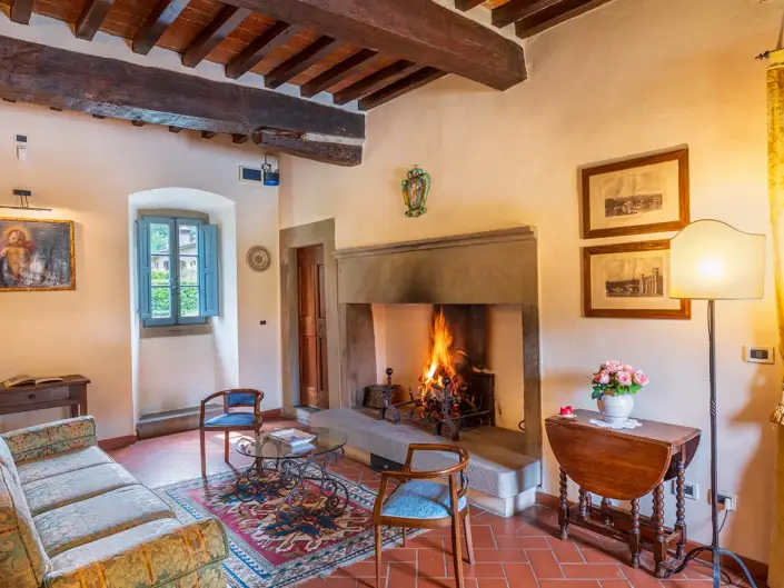 Elegant interior details photographed in a luxury property in Val d'Orcia, siena