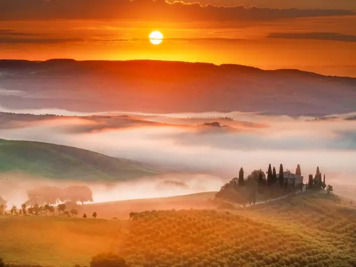 Fotografia al tramonto nelle campagne toscane con tour privato